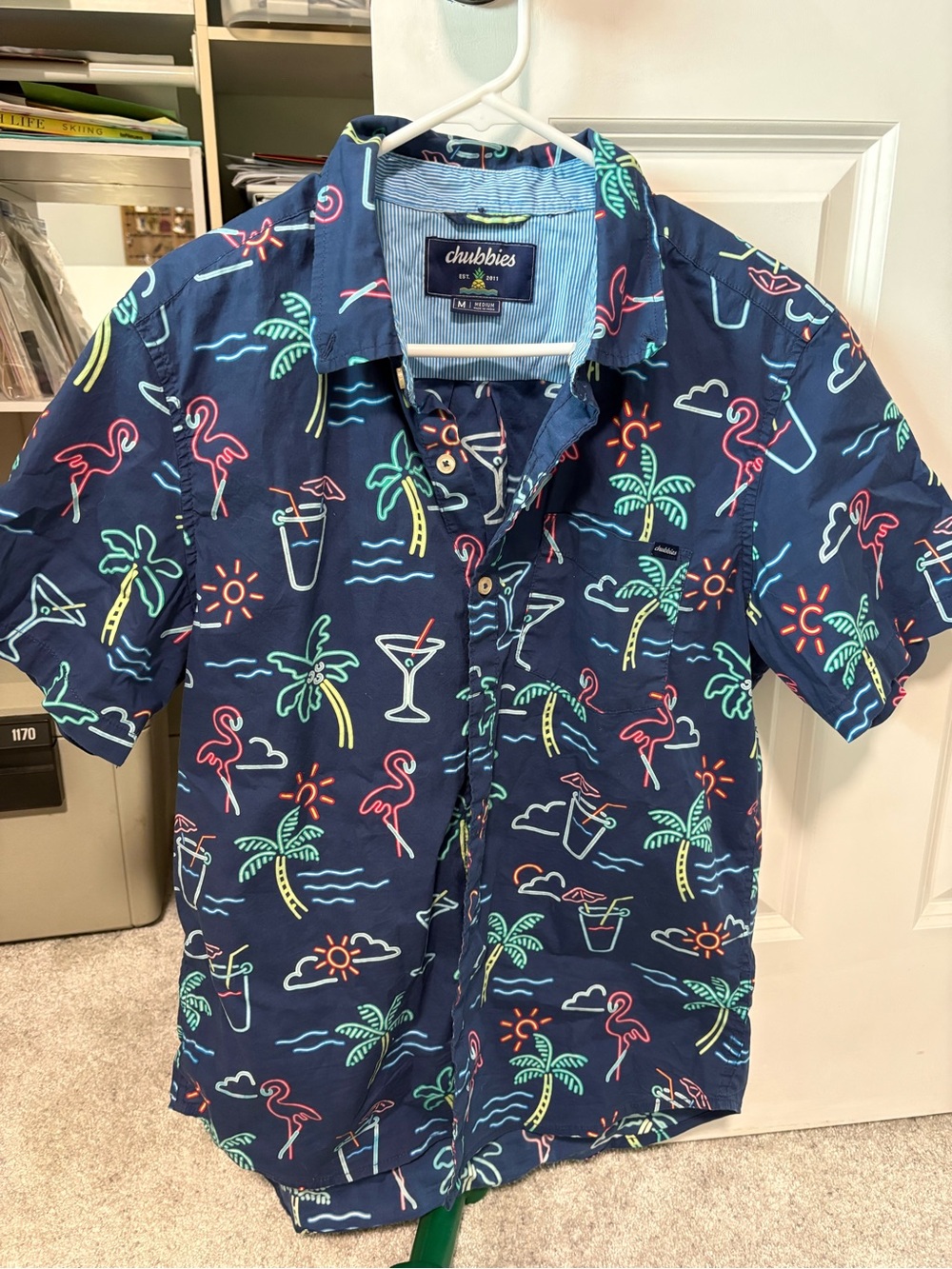 chubbies Navy Cocktail & Tropical Print Short Sleeve Shirt